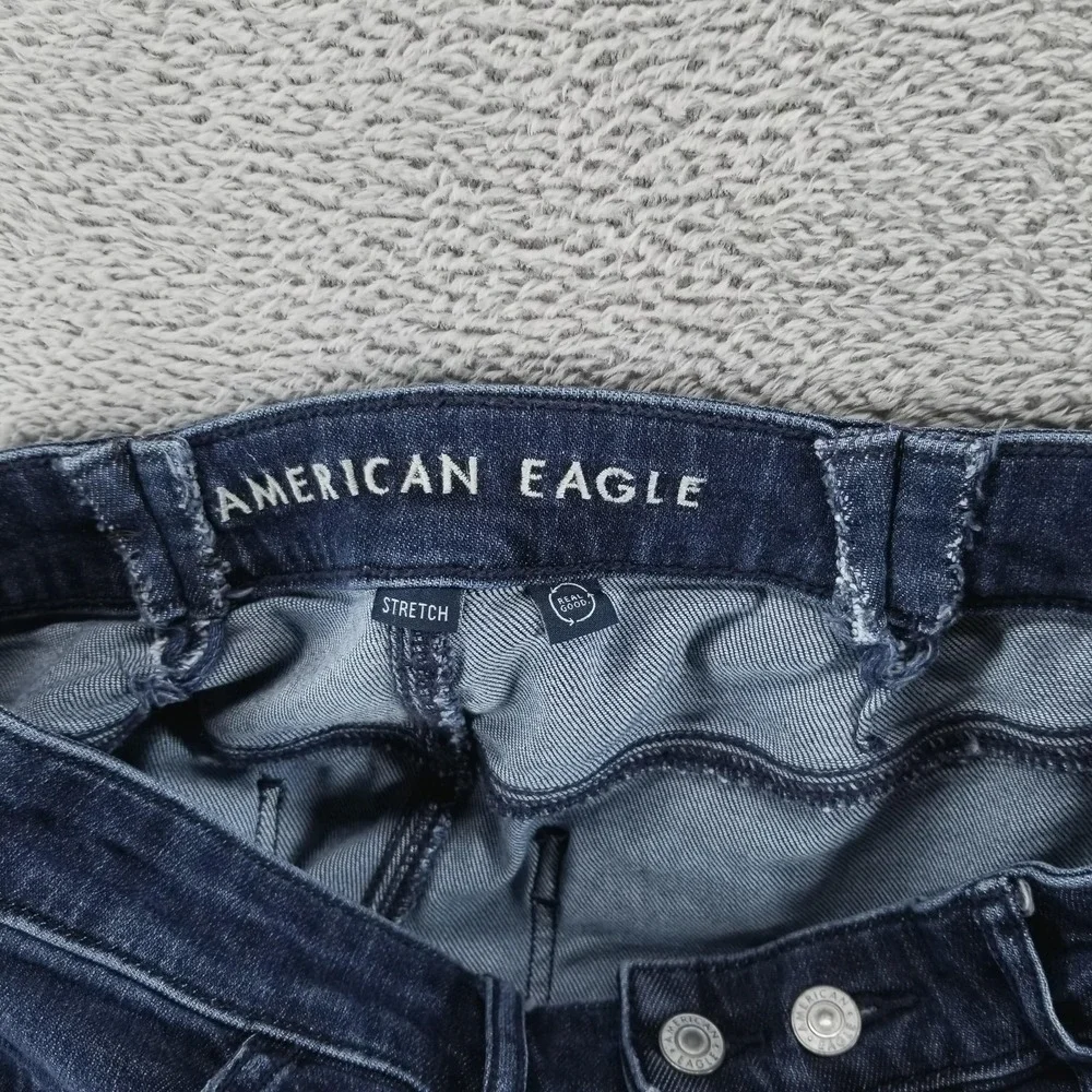 American‎ Eagle Jeans Womens 10 Blue Super High Rise Baggy Wide Leg Dark Wash